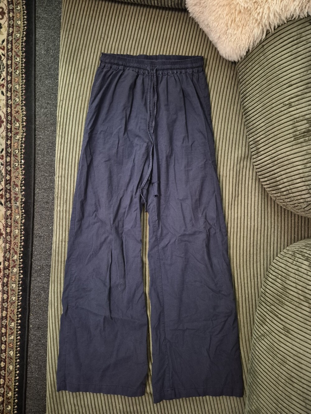 NAADAM Dark Navy Blue Wide Leg High Rise Pull On Pant Medium